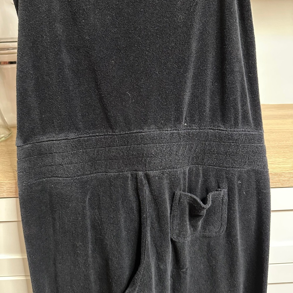 Juicy Couture Jumpsuit Womens S Black Terry Cloth Y2K Gold Buttons Wide Leg VTG - Picture 11 of 14